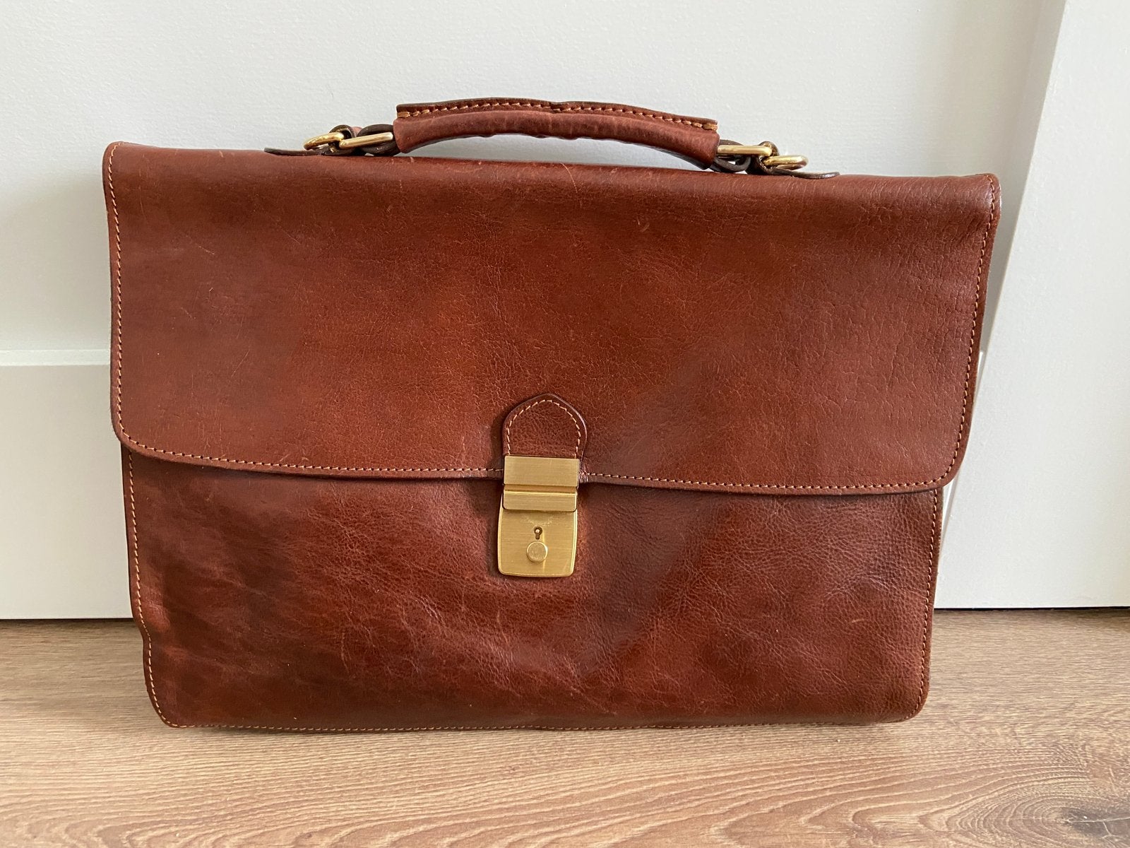 Mooie bruin leren lederen aktetas werk tas The Prince zgan, 30 tot 40 cm, Minder dan 30 cm, Bruin, Aktetas of Boekentas