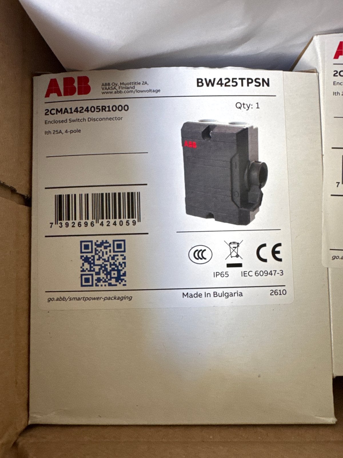 ABB werkschakelaar, Doe-het-zelf en Verbouw, Elektra en Kabels, Ophalen, Nieuw, ABB, Schakelaar