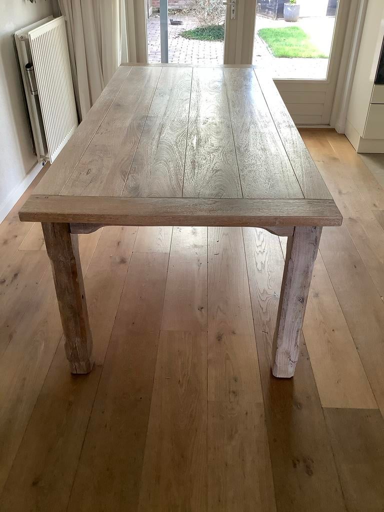 Massieve eikenhouten eettafel, Huis en Inrichting, Tafels | Eettafels, Ophalen, 100 tot 150 cm, 200 cm of meer, Zo goed als nieuw