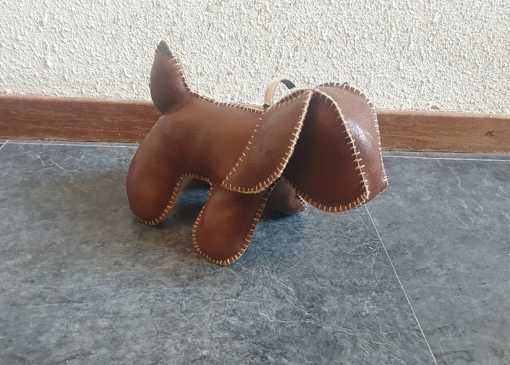 decoratief vintage leren hond, Ophalen of Verzenden