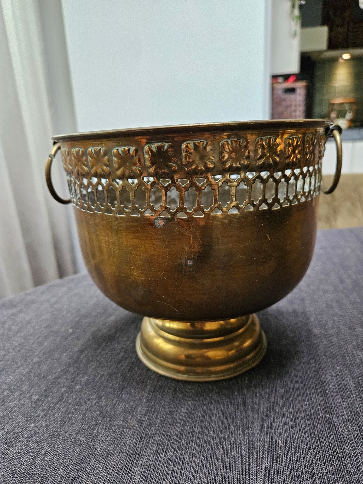 Antieke Messing Bloempot met Handvatten, Antiek en Kunst, Ophalen of Verzenden, Koper