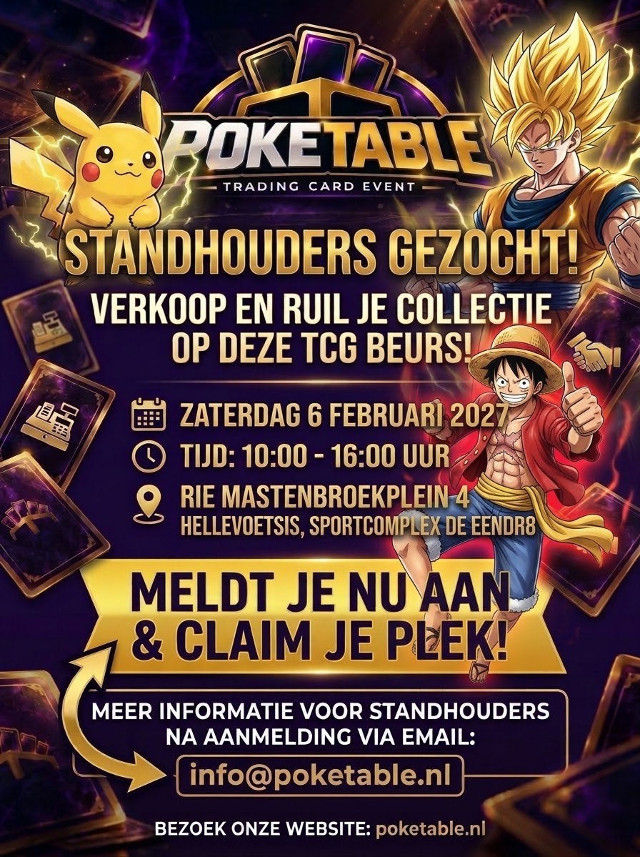 Standhouders Gezocht TCG Beurs Poketable Hellevoetsluis, Hobby en Vrije tijd, Ophalen, Nieuw, Overige typen