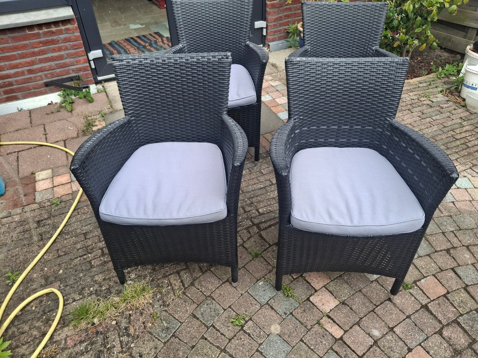 Wicker tuinstoelen antraciet/donkergrijs - in prima staat, Ophalen, Gebruikt, Wicker