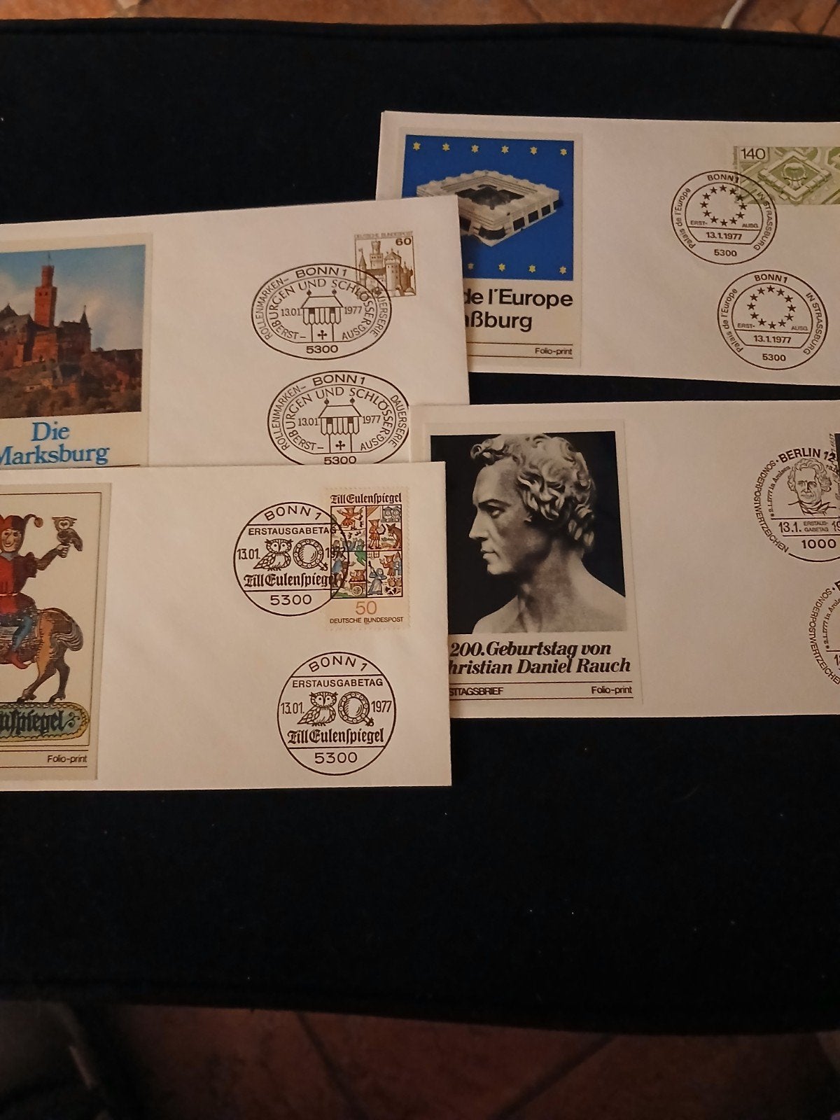 4 Duitse eerstedag enveloppen uit Bonn van 1977., Ophalen of Verzenden, Europa
