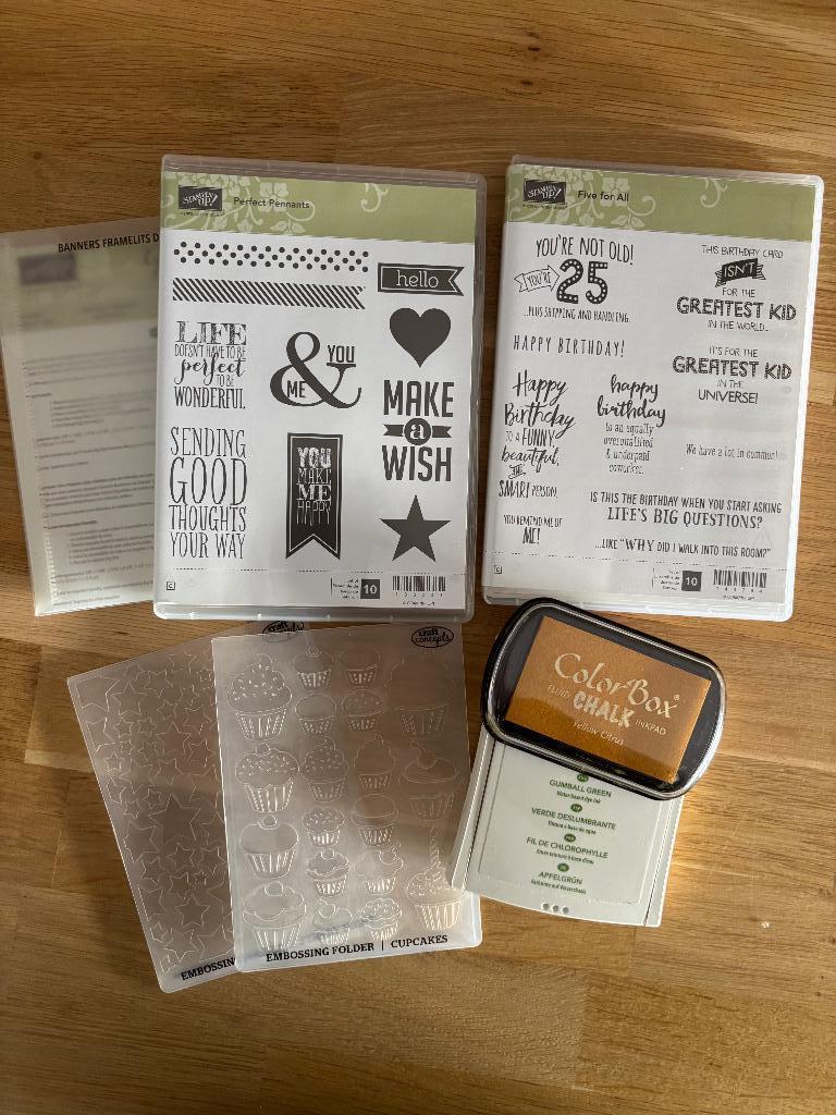 Stampin' Up! | Perfect Pennants en Five for All - pakket, Hobby en Vrije tijd, Stempelen, Ophalen of Verzenden, Zo goed als nieuw