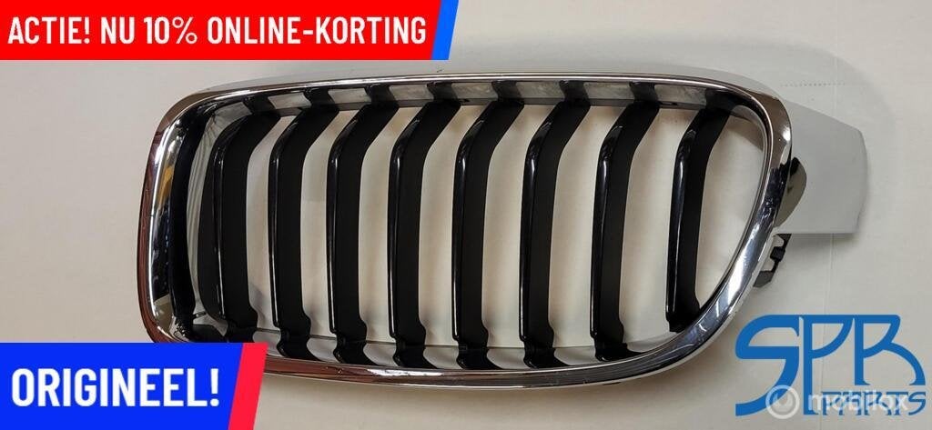 Grille BMW 3 SERIE F30 F31 CHROOM GRILL NIER LINKS ORIGINEEL, Auto-onderdelen, Gebruikt, Ophalen of Verzenden, BMW, BMW