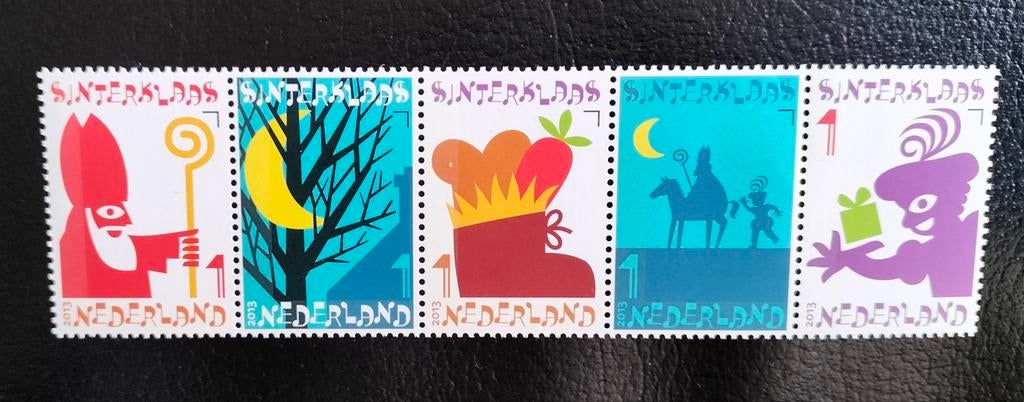 2013 Strook van 5 Sinterklaas Postfris., Verzenden, Postfris