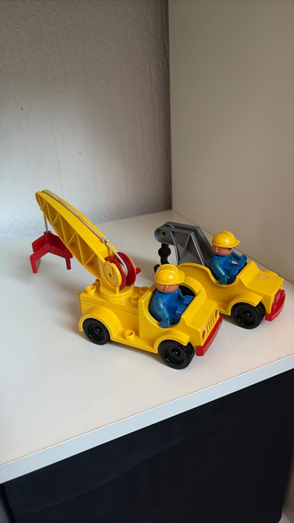Vintage duplo Kraanwagenset met Figuren, Ophalen of Verzenden, Gebruikt, Duplo