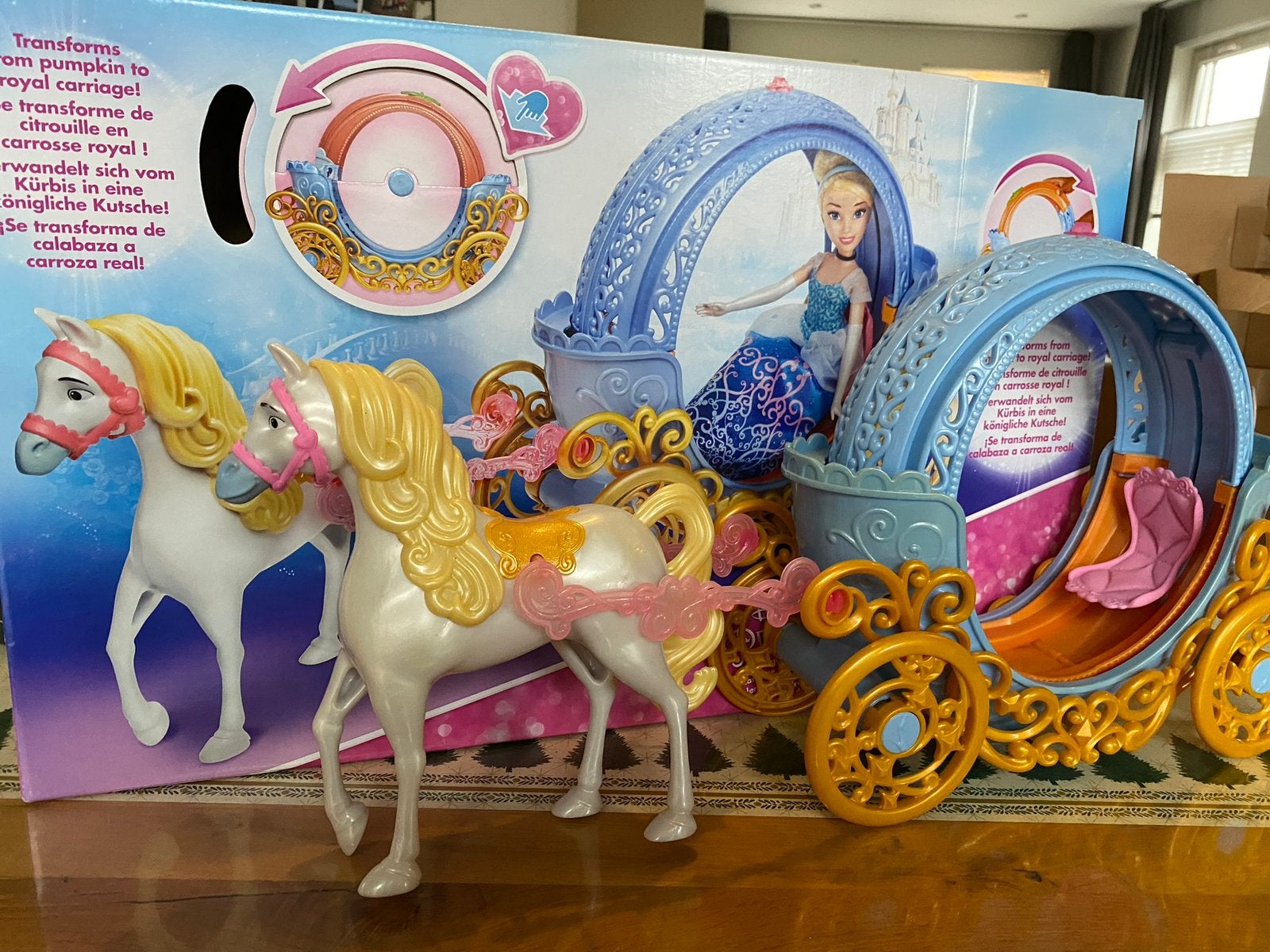 Disney Cinderella magische koets + paard + originele doos, Ophalen, Zo goed als nieuw