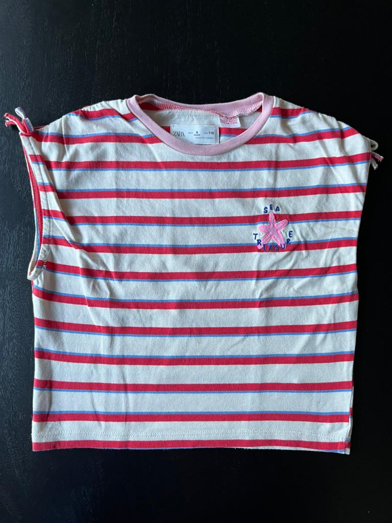 Maat 116 Zara tshirt gestreept, Ophalen of Verzenden, Zo goed als nieuw, Meisje, Shirt of Longsleeve
