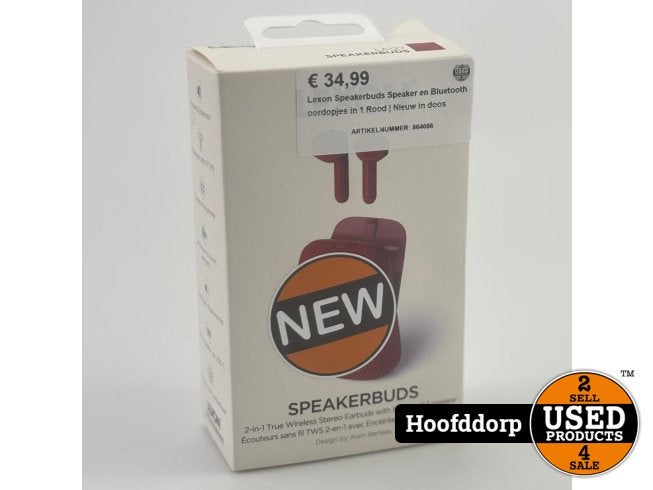 Lexon Speakerbuds Speaker en Bluetooth oordopjes in 1 Rood |, Lexon, Zo goed als nieuw, https://www.lexon-design.com/contact, Lexon Design, 125 rue de Turenne, 75003 Parijs, Frankrijk