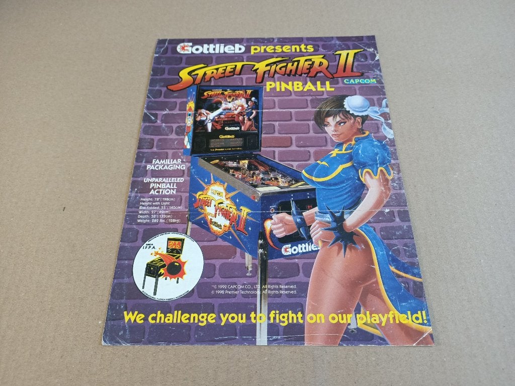 Flyer: Gottlieb Street Fighter II (1992) Flipperkast, Gebruikt, Verzenden, Elektronisch, Williams