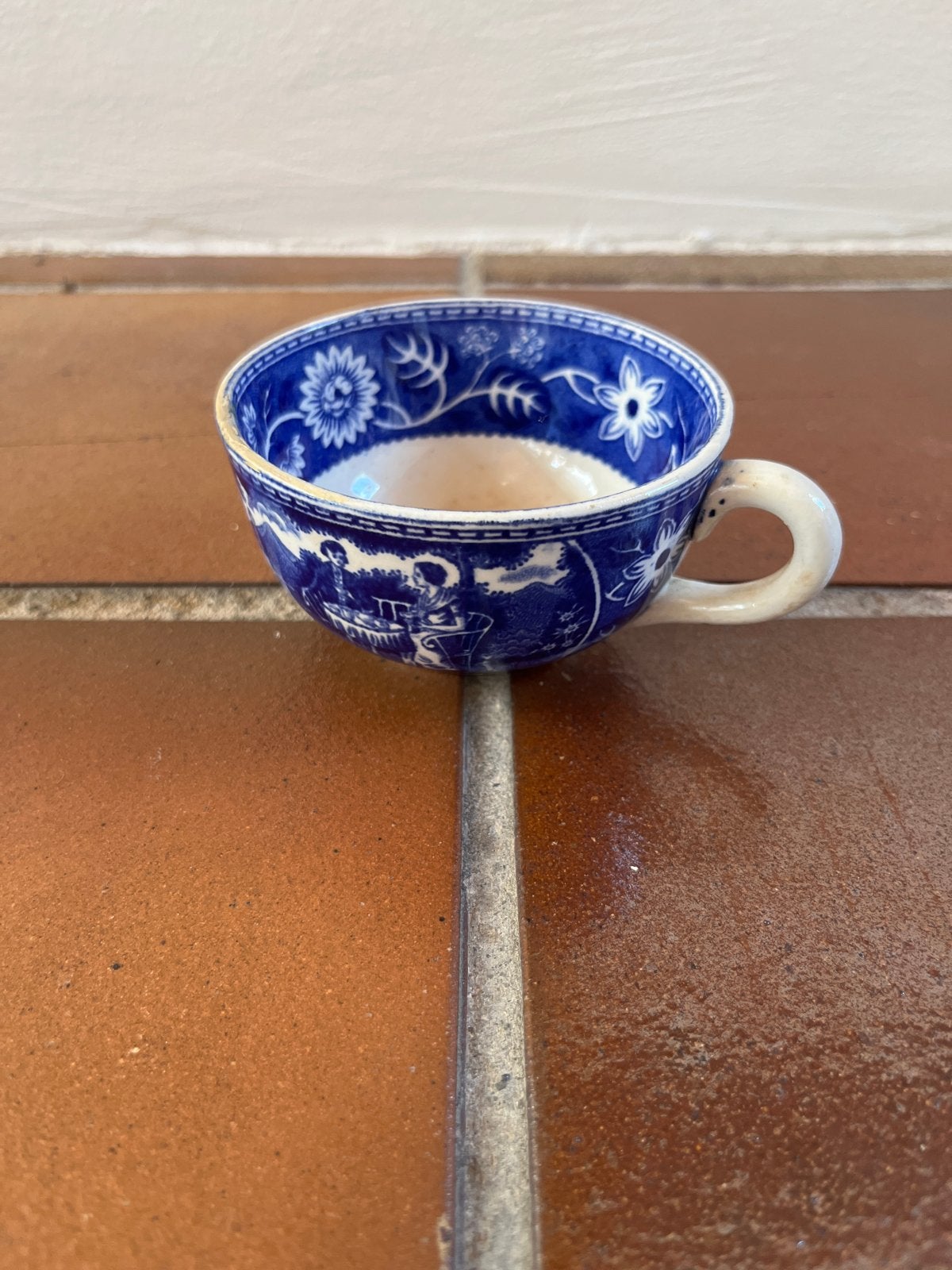 Antiek Tea Drinker Kopje Blauw - Société Céramique, Ophalen