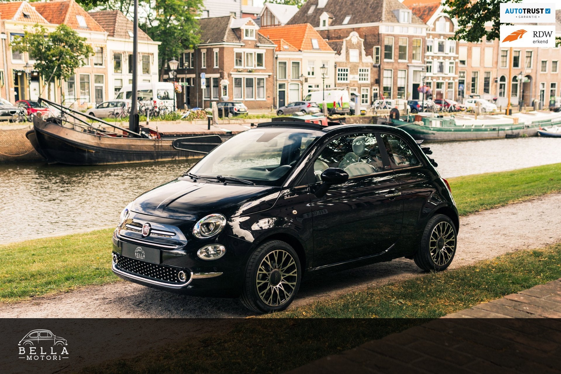 Fiat 500C 1.0 Hybrid Dolcevita | RIJKLAARPRIJS | Apple CarPl, Auto's, Fiat, Voorwielaandrijving, Gebruikt, Zwart, 4 stoelen