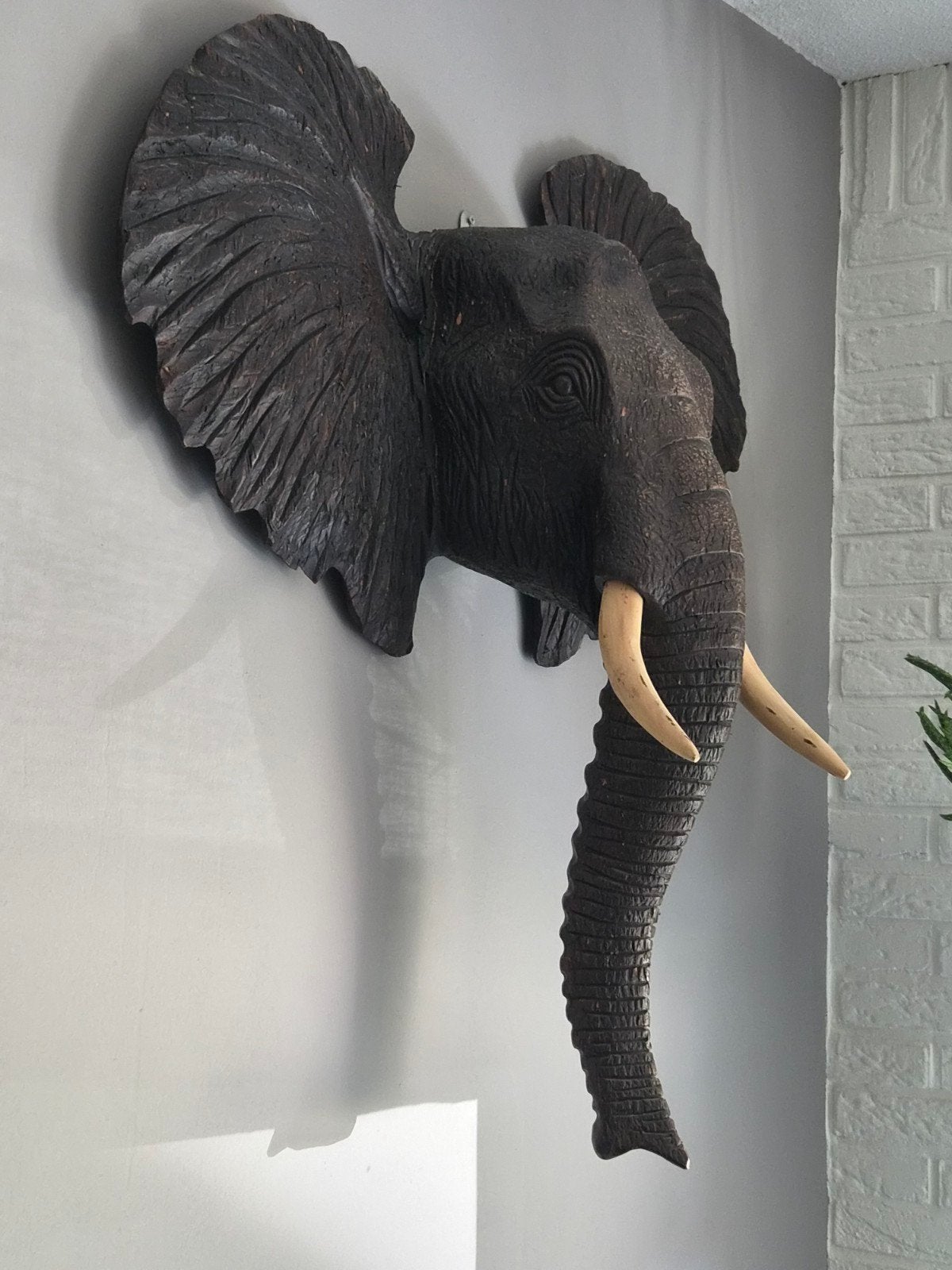 Houten olifant, ornament, wand decoratie, Huis en Inrichting, Woonaccessoires | Wanddecoraties, Ophalen