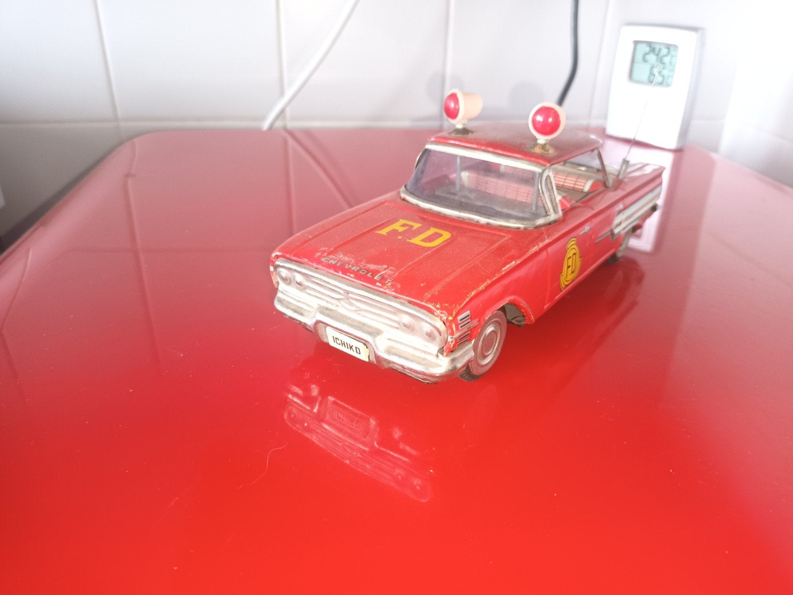 Blikken Speelgoed. auto. chevrolet impala brandweer. Japan., Ophalen of Verzenden