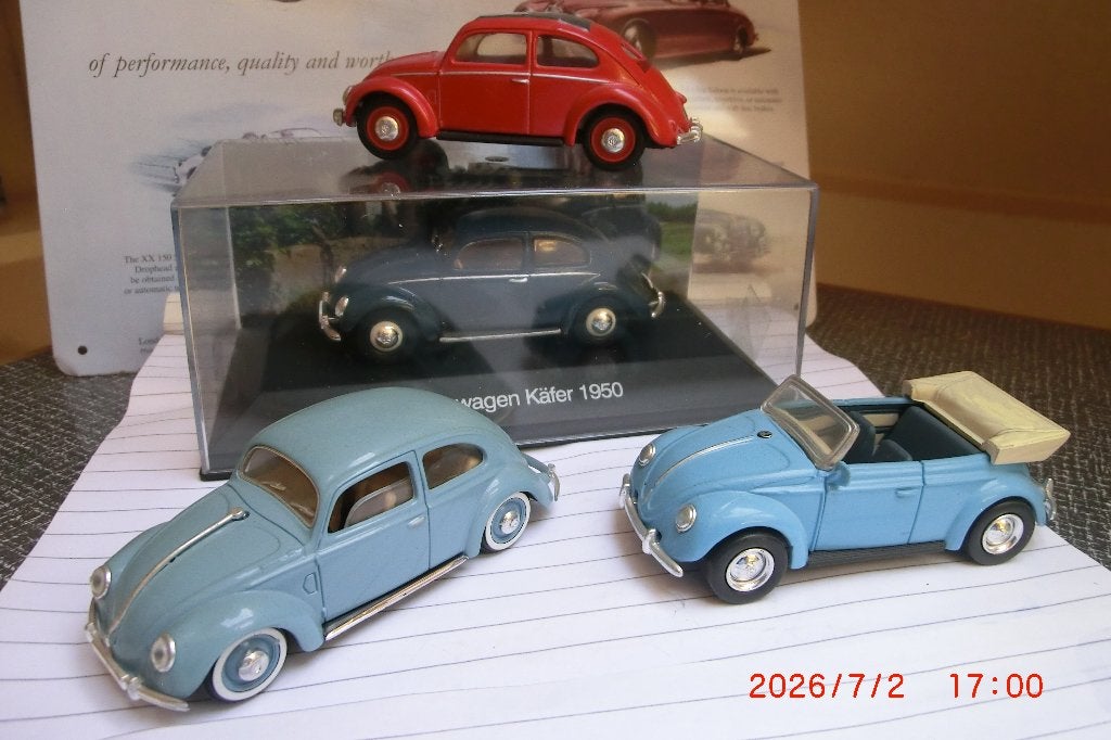 4x VW Kever 1950/1951 1:43, Ophalen of Verzenden, Zo goed als nieuw, Auto, Overige merken