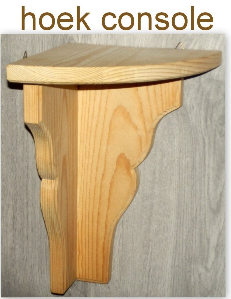 Grenen Wand / Hoek console massief ongelakt grenen hout (2), Antiek en Kunst, Curiosa en Brocante, Ophalen of Verzenden