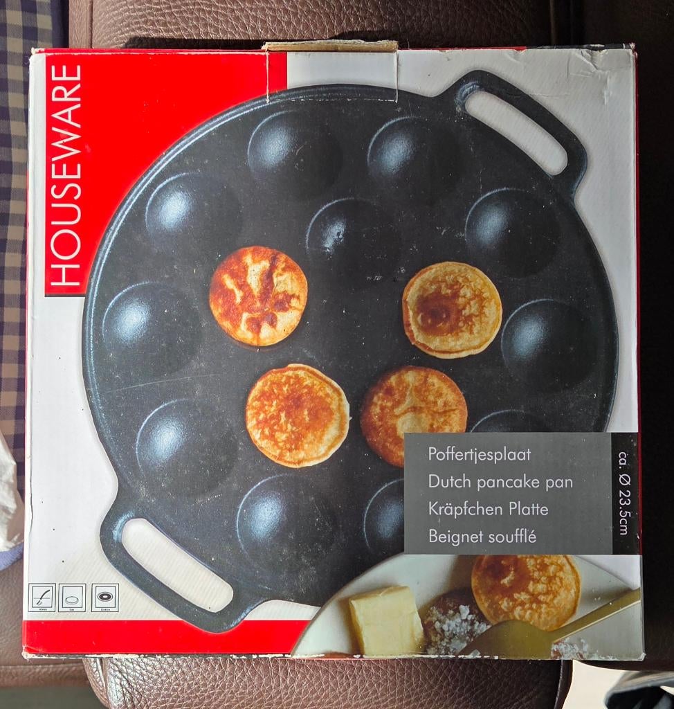 Nieuw, poffertjesplaat - gietijzer, Ø 23.5cm, 15 poffertjes., Overige typen, Nieuw, Ophalen of Verzenden, Zwart
