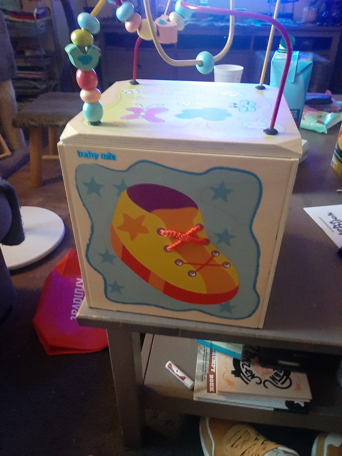 Baby Mix Houten Activiteitenkubus met Dieren en Kralen, Ophalen of Verzenden, Gebruikt, Overige typen