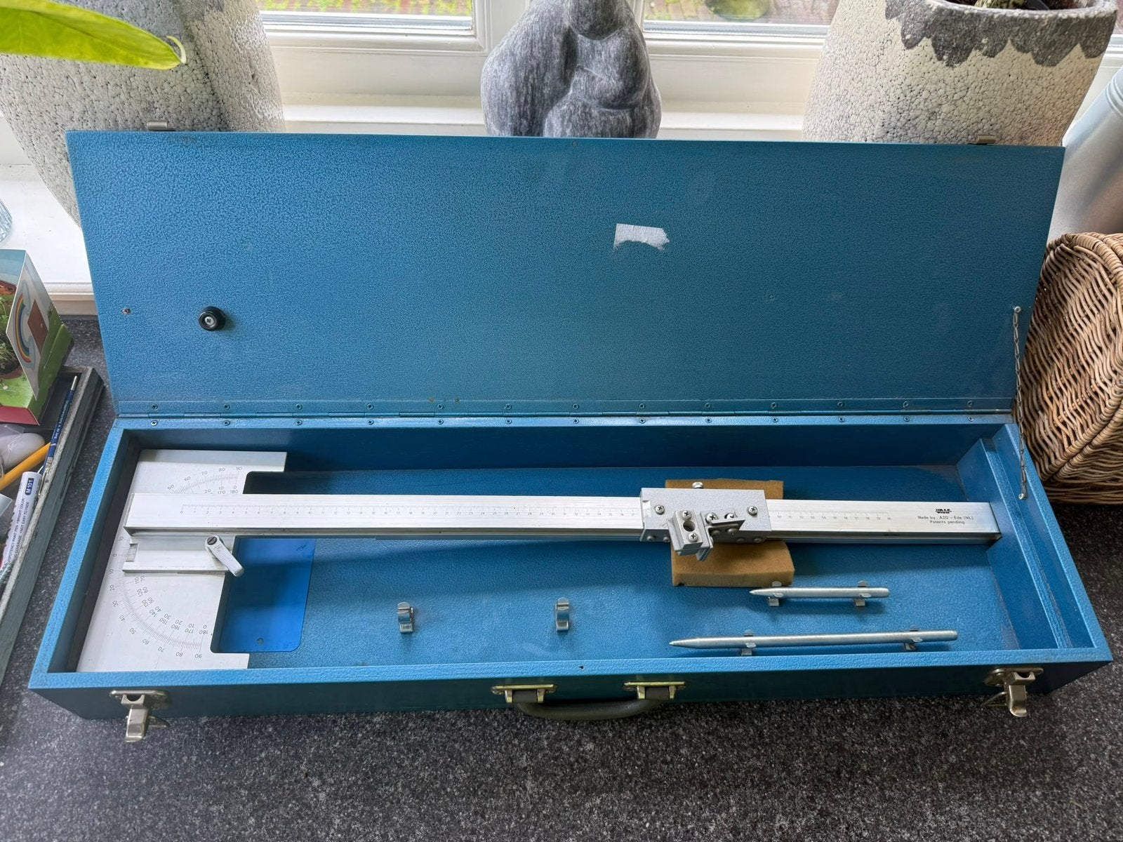 Vintage Unaf Precisie Gradenmeter/Tekenarm Originele Kist, Ophalen of Verzenden