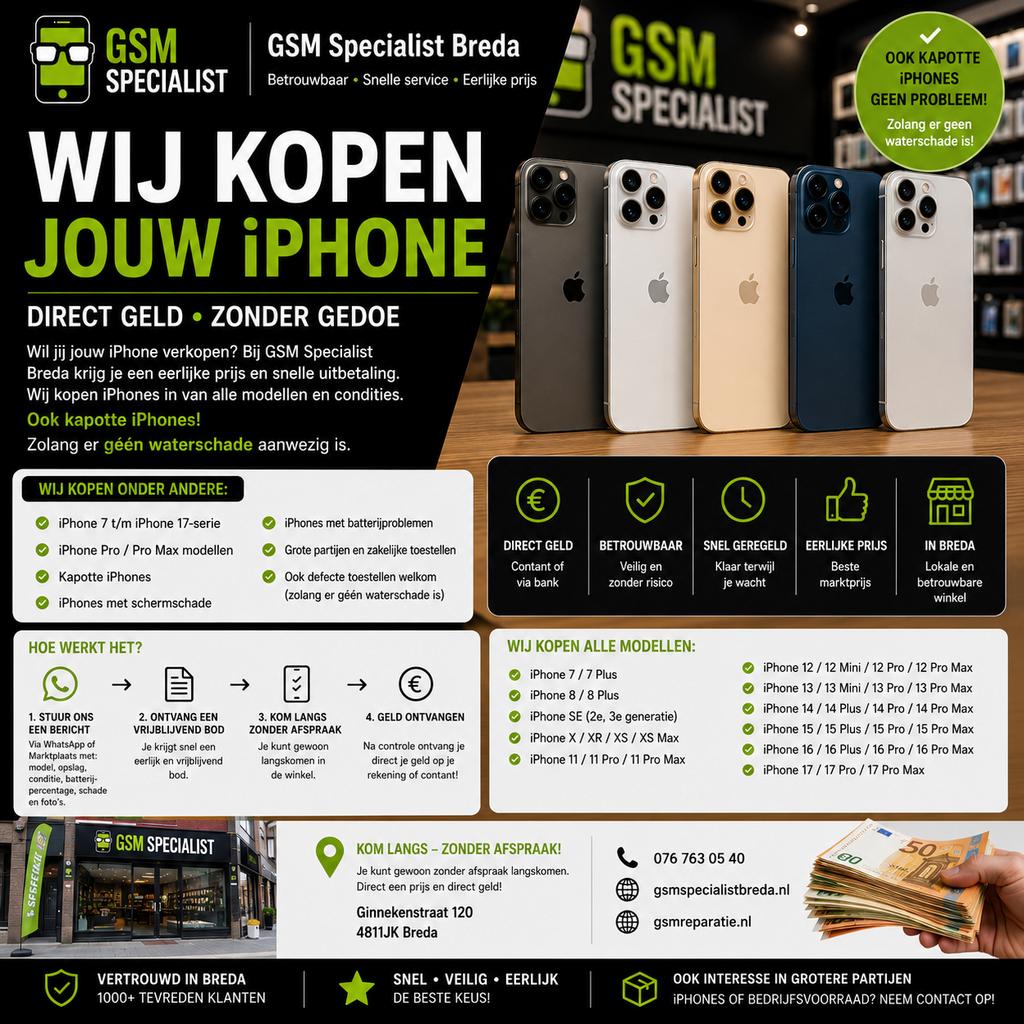 iPhone verkopen? Direct geld voor jouw iPhone, Telecommunicatie, Mobiele telefoons | Apple iPhone, Ophalen of Verzenden, Zwart