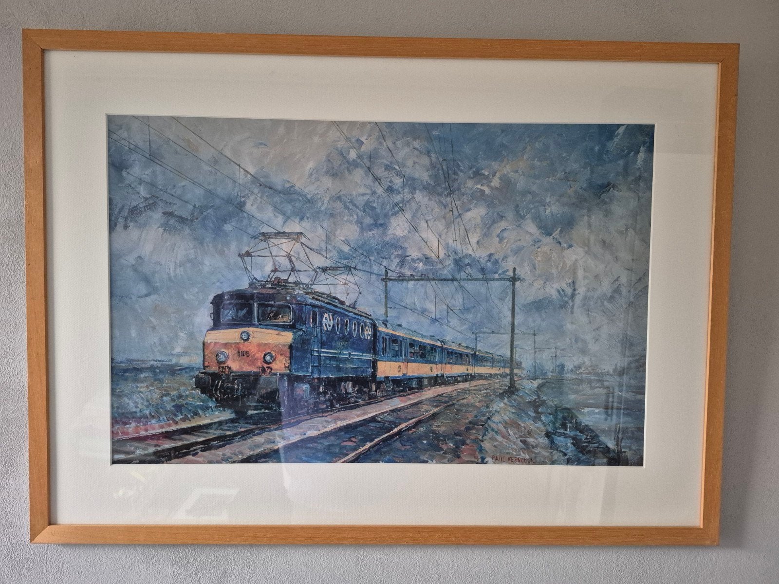 Ingelijste treinprint - Modern schilderij, Ophalen of Verzenden