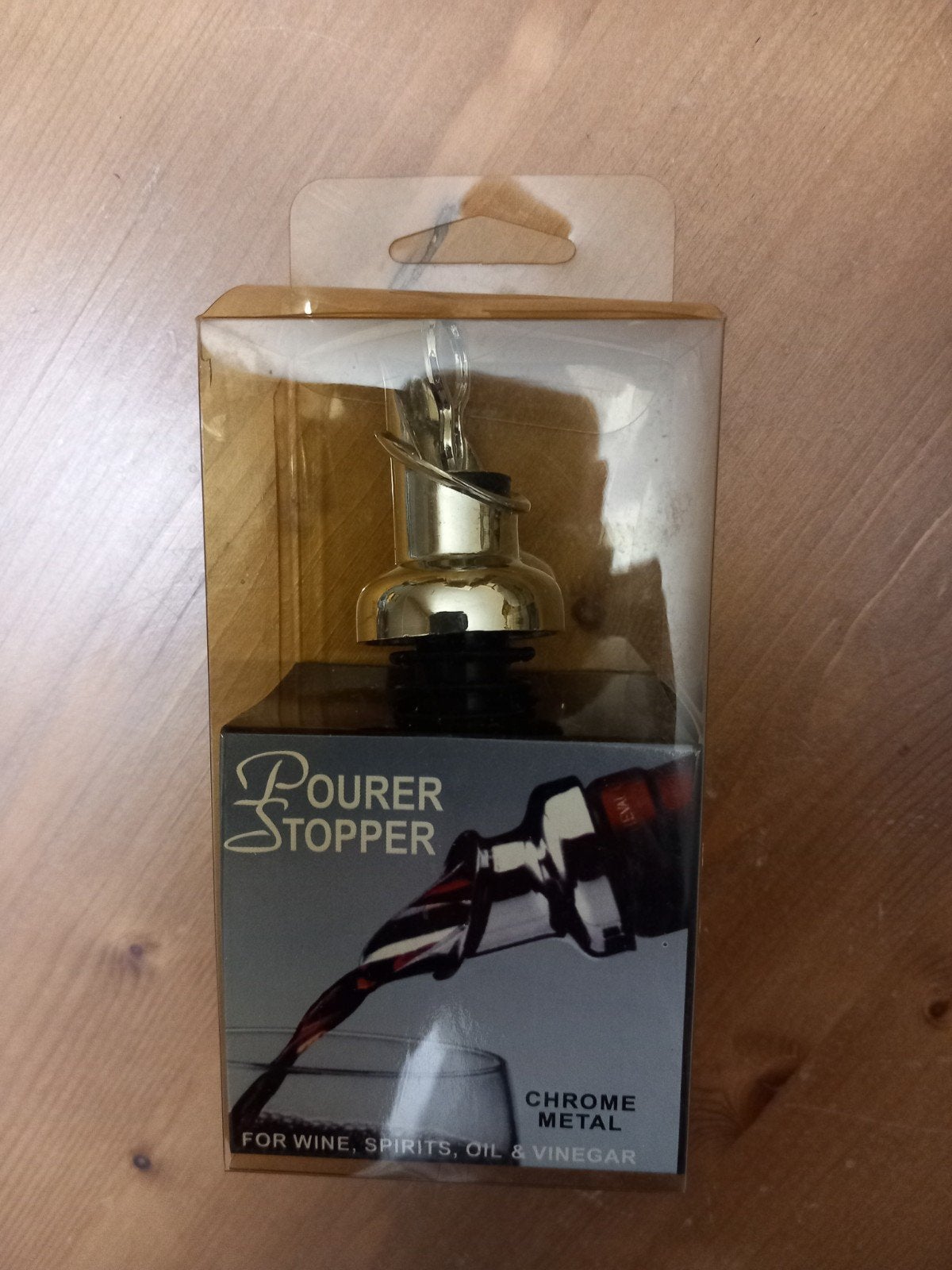 Nieuwe Schenker en Stopper voor Wijn/Olie - Chroom Metaal, Ophalen of Verzenden, Nieuw, Zilver, Metaal