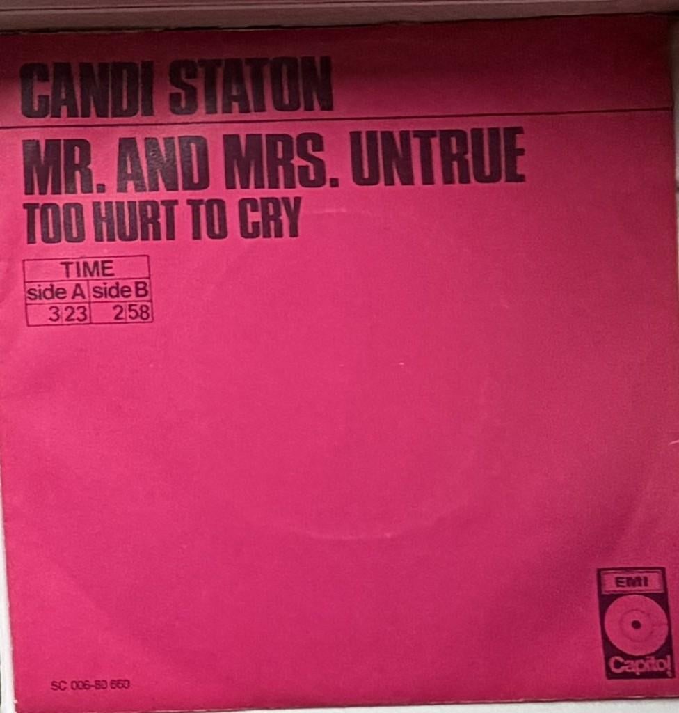 Candy-Station Mr and Mrs untrue Too hurt to cry Singel  funk, Ophalen of Verzenden, Zo goed als nieuw, Pop, Single
