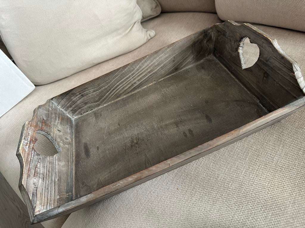Mooie houten dienblad met hartjesuitsparingen, Ophalen, Zo goed als nieuw, Rechthoekig, Hout