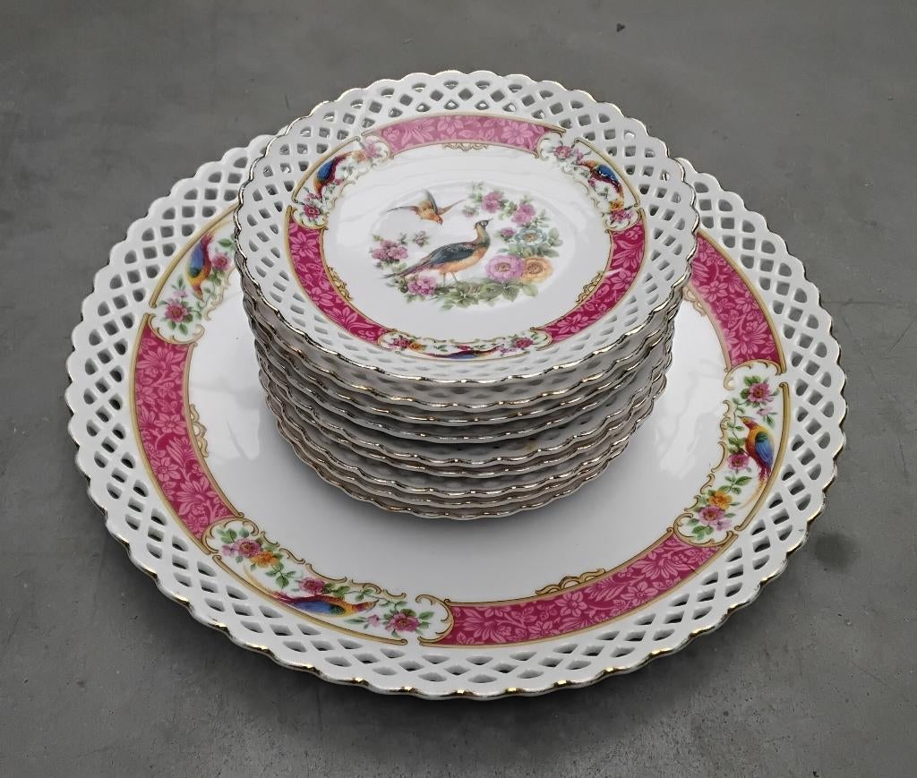 Vintage serveerschaal met bordjes Schumann Bavaria, Antiek en Kunst, Ophalen