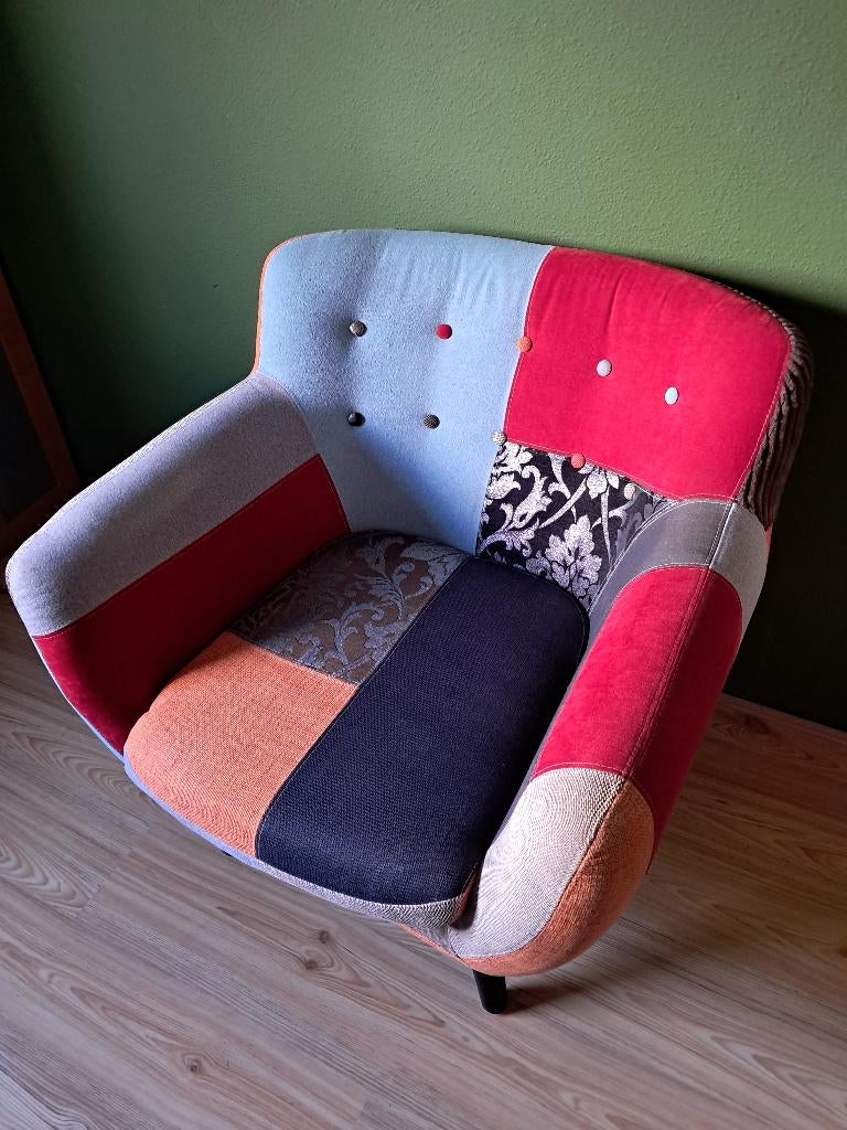 Kleurrijk fauteuil, Woonexpress, Huis en Inrichting, Stoelen, Ophalen, Gebruikt, Overige kleuren, Stof