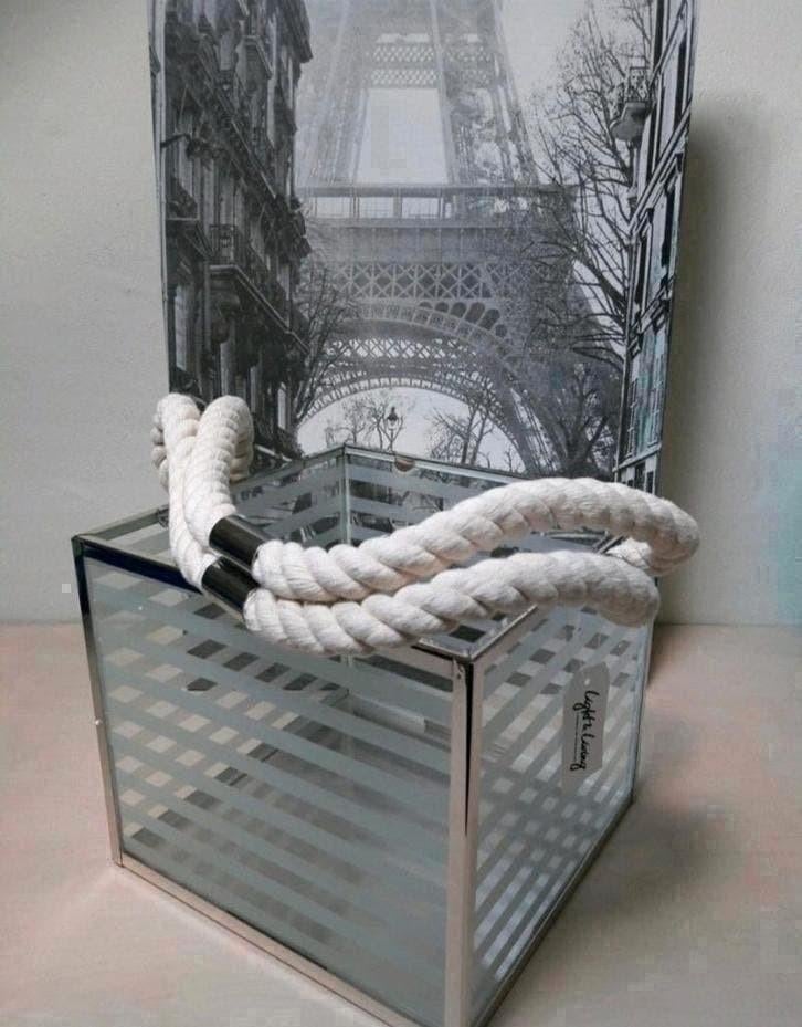 Windlicht Chique glas zilver Lantaarn metaal en glas Nieuw, Ophalen, Overige materialen, Nieuw, Kandelaar