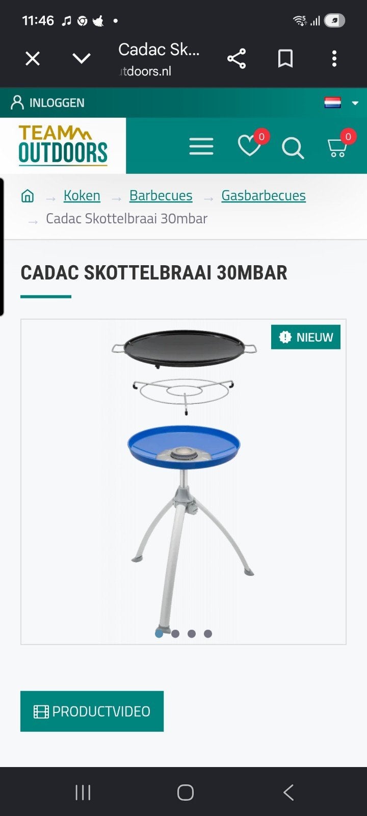 Cadac Skottelbraai 30mbar met bijna volle gasfles, Ophalen of Verzenden, Gebruikt, Cadac