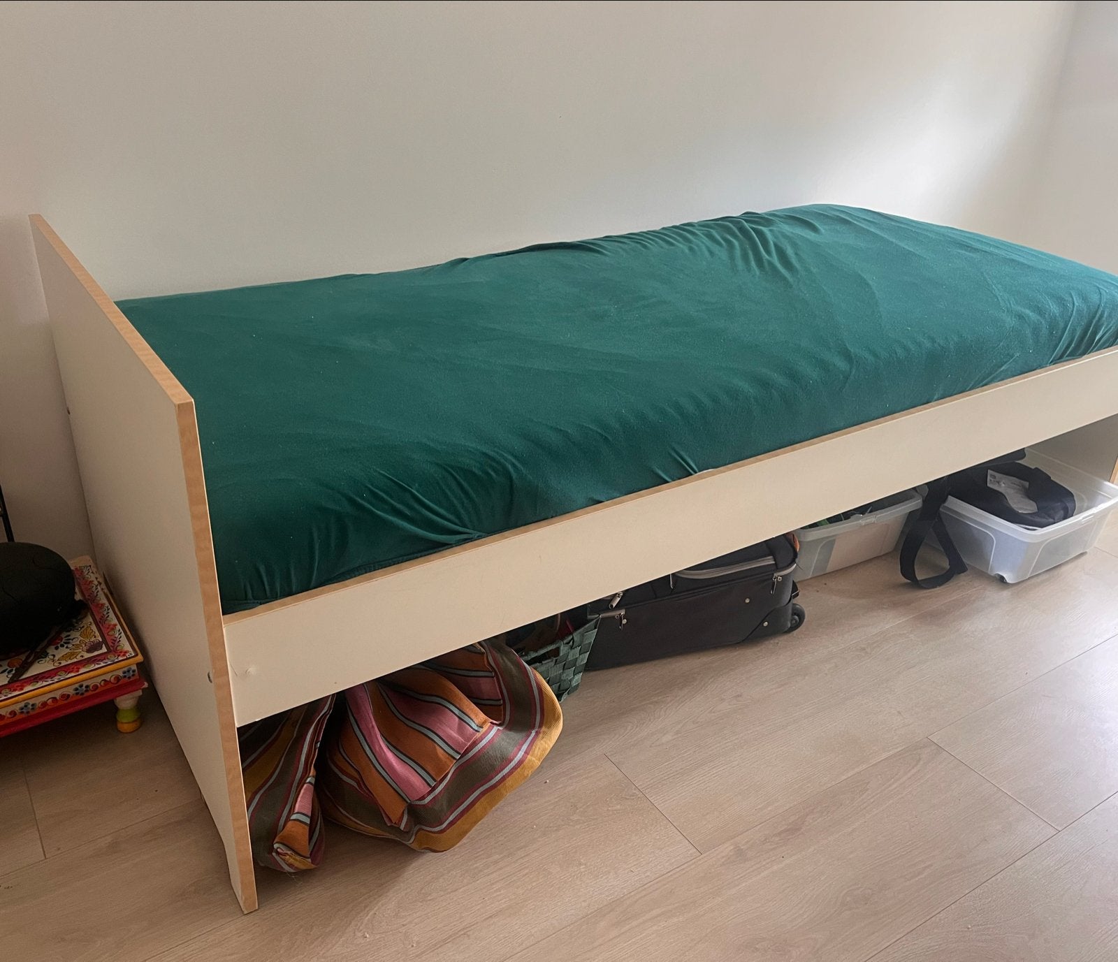 Ikea Logeerbed 1.00 x 2.10 m met lattenbodem en matras, Ophalen, Eenpersoons, 210 cm, Metaal