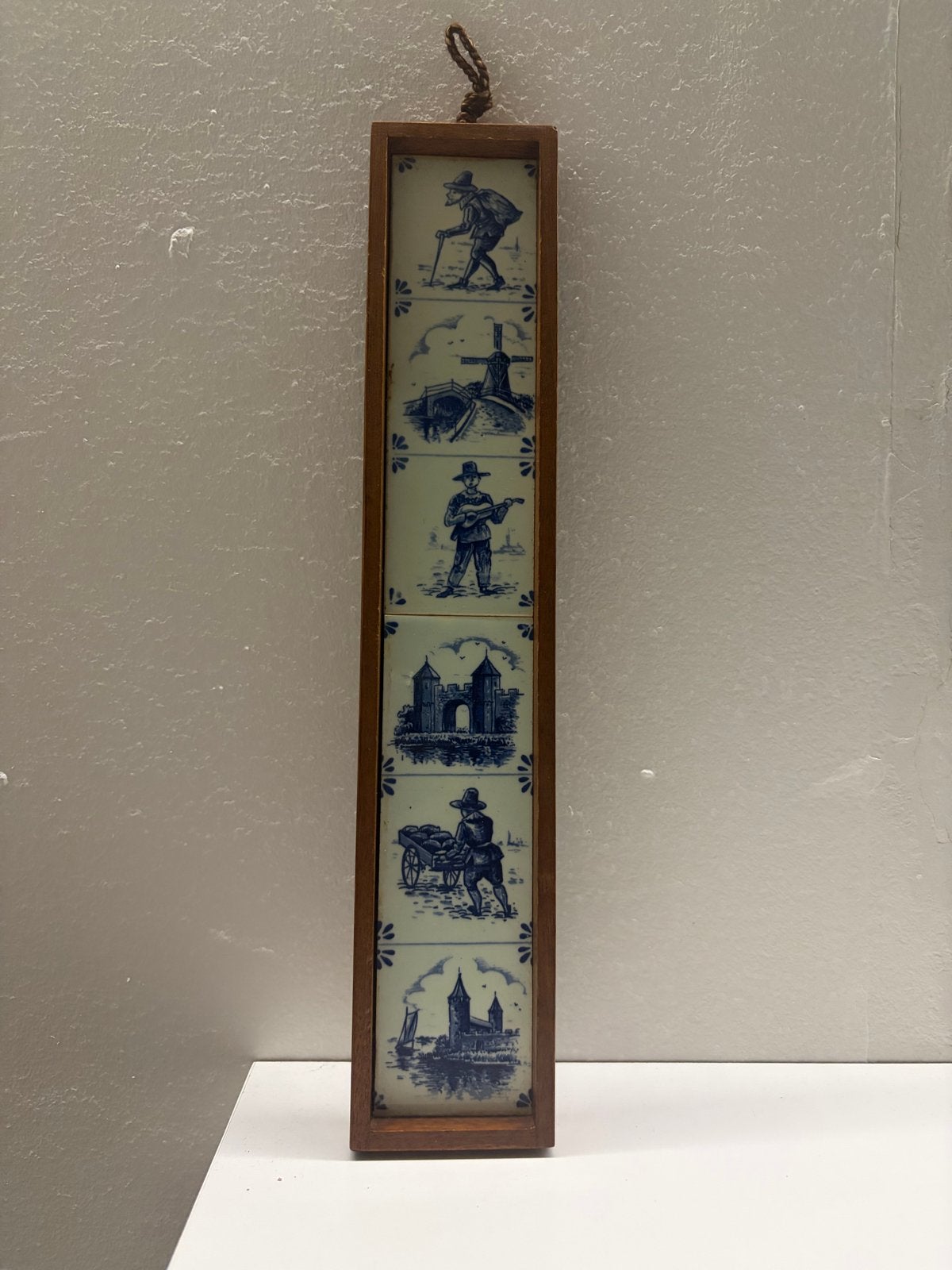 Delfts Blauw Tegeltableau met Hollandse Scènes, Antiek en Kunst, Ophalen