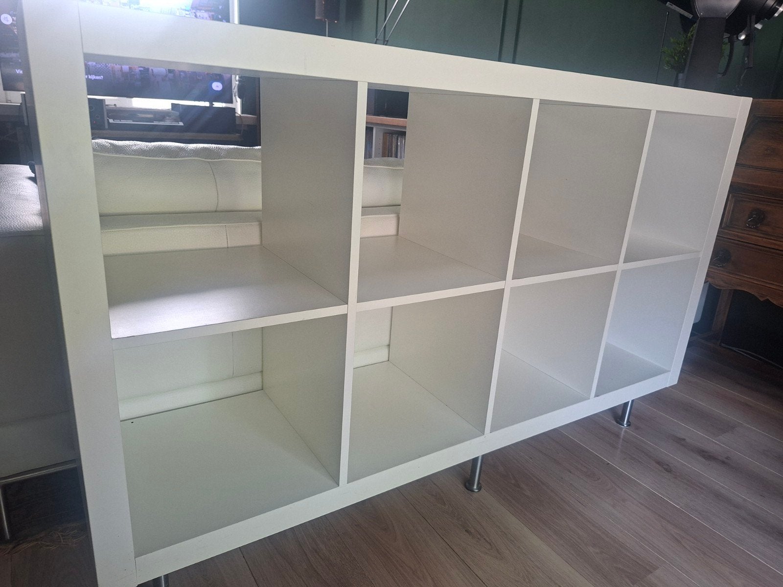 IKEA Kallax kast op pootjes - Wit, Ophalen, Gebruikt, 100 tot 150 cm, Minder dan 100 cm