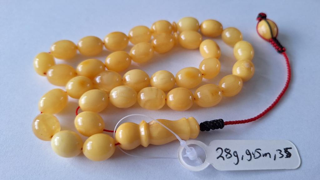 Baltische amber barnsteen tesbih ketting, Ophalen of Verzenden, Overige materialen, Ketting, Met edelsteen
