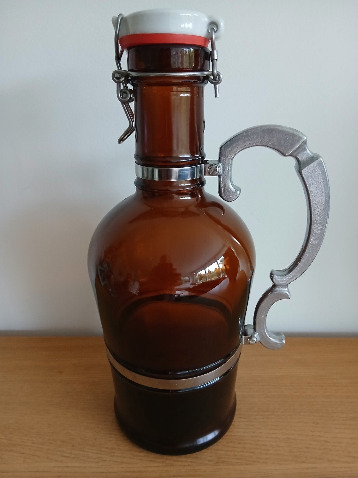 Vintage bier 2 liter beugelfles, sierlijke handgreep, Antiek en Kunst, Ophalen of Verzenden