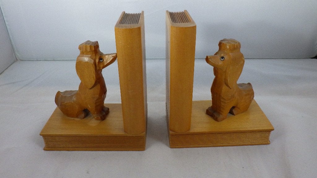 twee oude houten boekensteunen met poedels, Ophalen of Verzenden, Huis en Inrichting