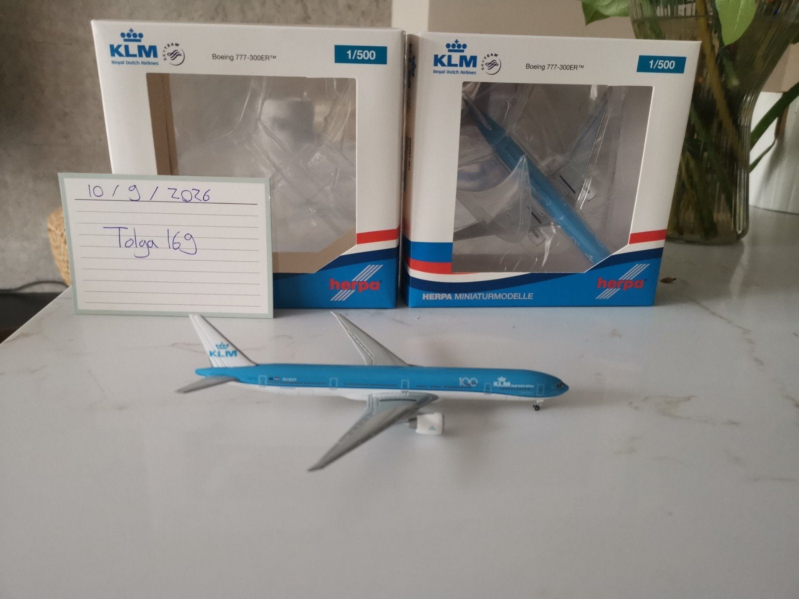 2x KLM B777-300ER Herpa500 1:500 529297-001 Reg. PH-BVP, Hobby en Vrije tijd, Ophalen of Verzenden, Nieuw, Groter dan 1:72, Overige merken