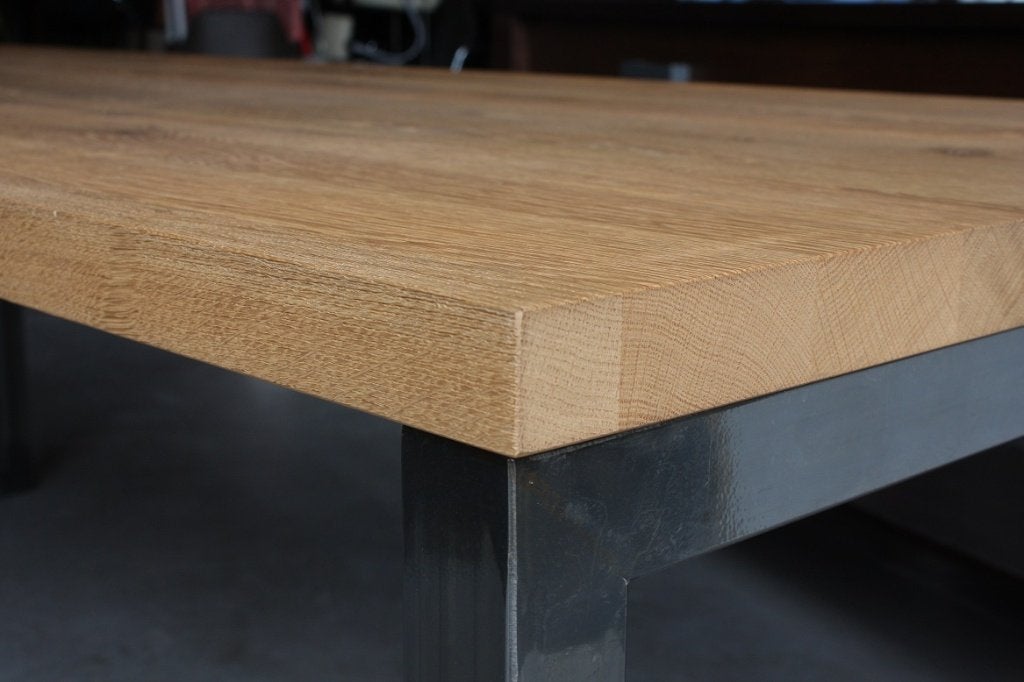 Gave eettafel tafel metaal & eikenhout industrieel 220x90, Huis en Inrichting, Tafels | Eettafels, Ophalen, 200 cm of meer, 50 tot 100 cm
