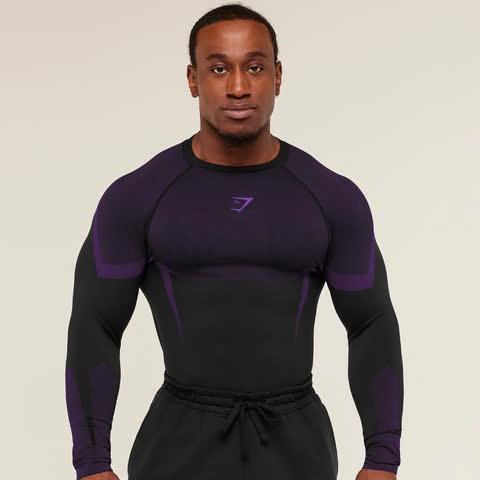Gymshark Onyx V5 – Longsleeve Maat M | Black/Athletic Purple, Kleding | Heren, Sportkleding, Ophalen of Verzenden, Nieuw, Maat 48/50 (M)