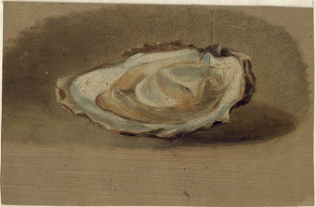 Jan Ensing "Oester", olieverf op papier, met steunblad, Antiek en Kunst, Kunst | Schilderijen | Klassiek, Ophalen, Nederlandse school