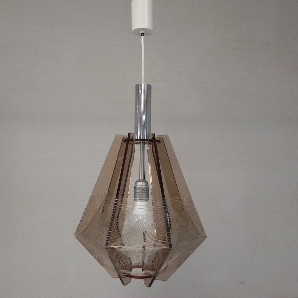 Vintage plexiglas hanglamp Paul Secon voor Sompex, jaren 60, Ophalen of Verzenden