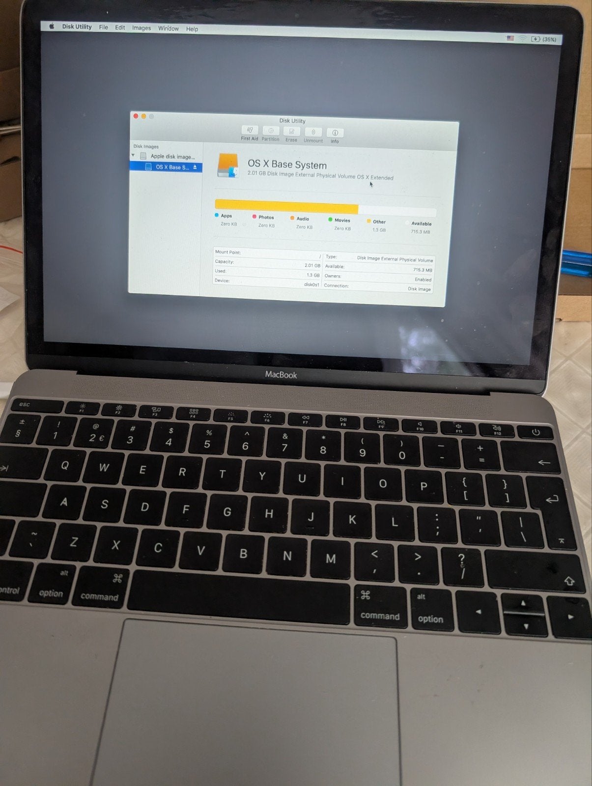 Apple MacBook 12" Early 2016 (8GB RAM) – Voor Onderdelen, Computers en Software, Apple Macbooks, Qwerty, 8 GB, Minder dan 2 Ghz