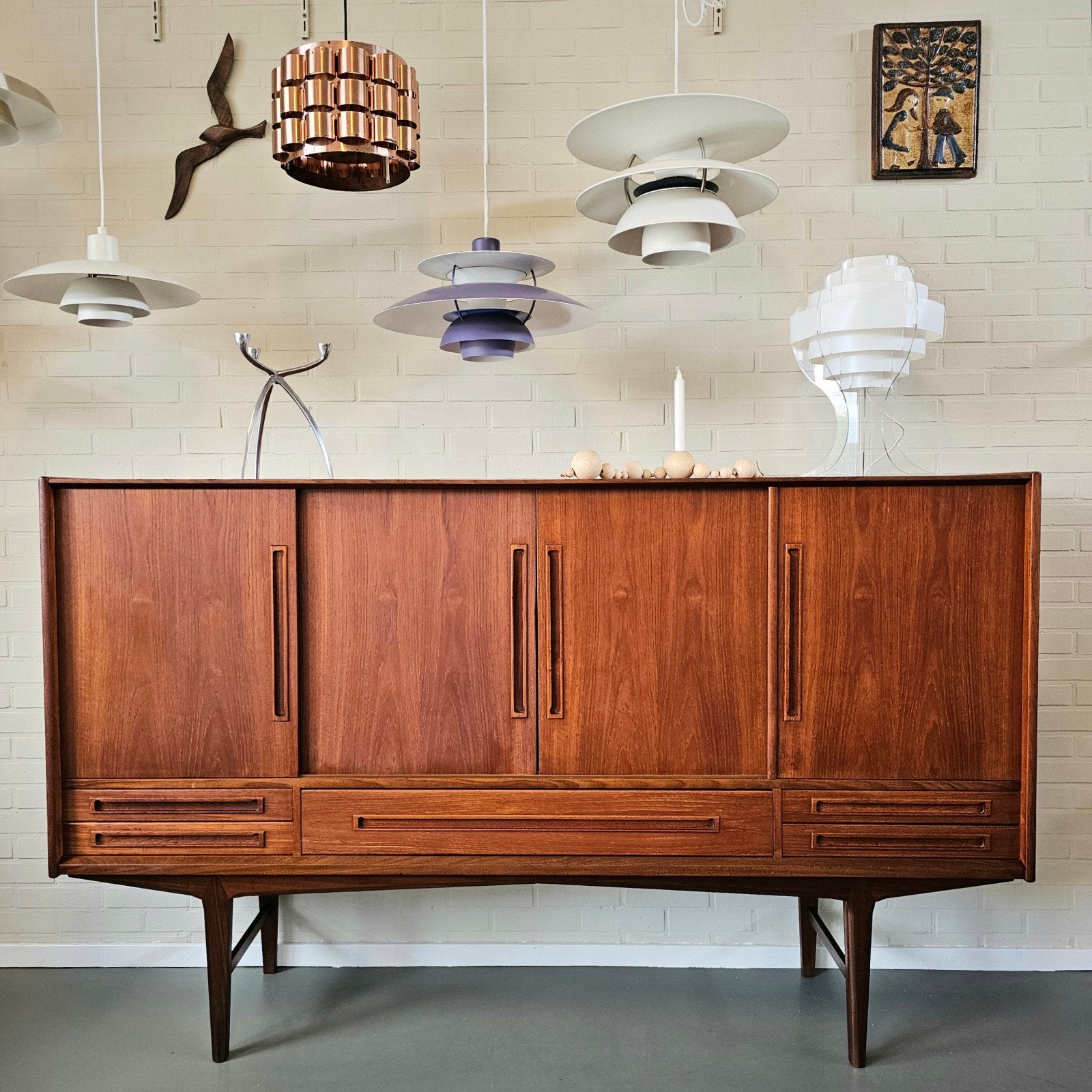 Vintage Deens design Dressoir Sideboard, Vintage Deens design, Teakhout, Met lade(s), Ophalen of Verzenden