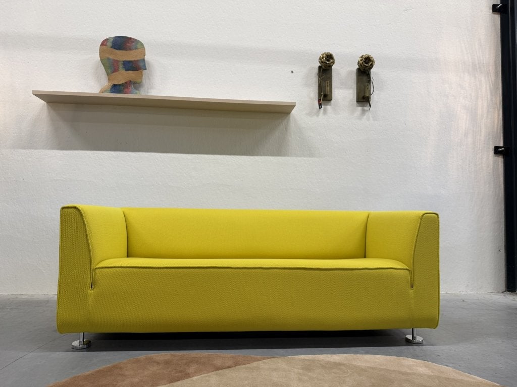 Nieuw Gelderland 4800 Bank 2 & 2,5 zits Geel stof 160 190, 150 tot 200 cm, Ophalen of Verzenden, Rechte bank, Info@gelderlanddesign.com