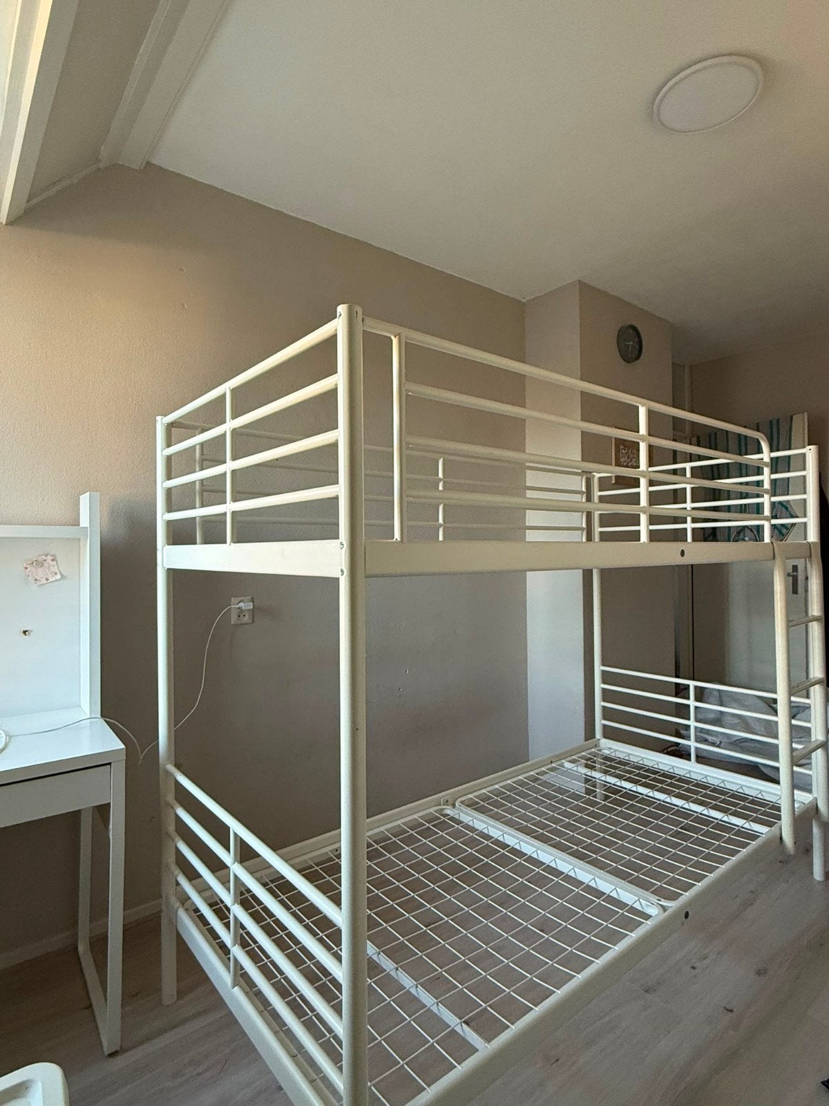 Ikea wit metalen stapelbed, Ophalen, Gebruikt, 90 cm, 160 tot 180 cm