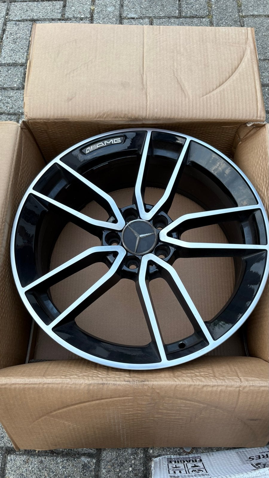 AMG Velgen 19 inch - Zwart/Zilver - Gebruikt, Auto-onderdelen, Banden en Velgen, Gebruikt, Velg(en), 235 mm, Personenwagen